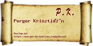 Perger Krisztián névjegykártya