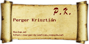 Perger Krisztián névjegykártya